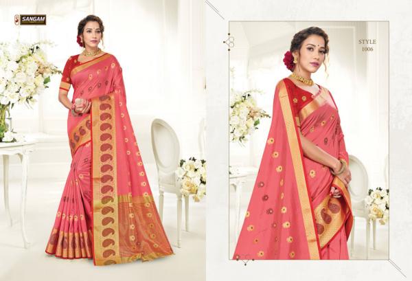 Sangam Vastra Nidhi Fancy Cotton Handloom Saree